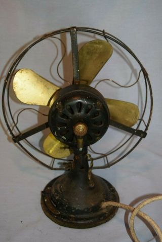 Antique General Electric 3 speed fan brass blades 12 inches 7
