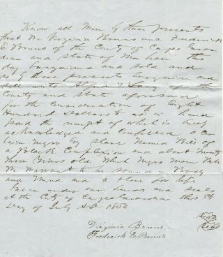 Cape Girardeau,  Missouri Slave Bill Of July 3,  1852