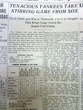 1915 Newspaper Boston Red Sox Star Babe Ruth Hits His 1st Ml Baseball Home Run