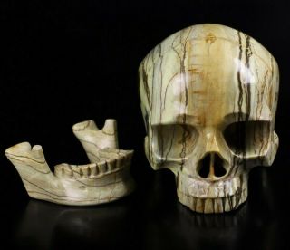 Huge 5.  2 " Butter Jade Carved Crystal Detachable Skull,  Crystal Healing