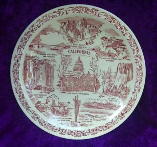 Vintage State Of California Vernon Kilns Mulberry Souvenir Dinner Plate 10 - 1/2”