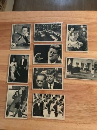 President J F K 1964 Rare Trading Cards.  (9 Cards)