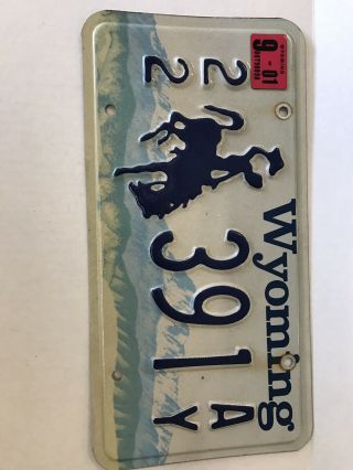 Wyoming License Plate Bucking Bronco 22 391 Ay 2001 Sticker