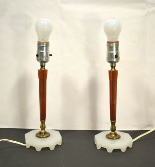 Art Deco Bakelite Catalin Lamps With Opaque Glass Bases