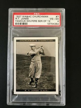 1927 Churchman Famous Golfers Ser.  Of 12 - Large: Bobby Jones 7 Psa Grade 4