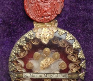 Exceptional Reliquary Box With 1st Class Relic Of Saint Mary Magdalene