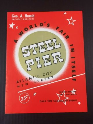 1959 Steel Pier Atlantic City Program Three Stooges Ricky Nelson,  Schedule