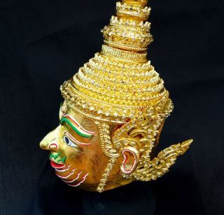 Lakshmana Mask Khon Gold Thai Handmade Ramayana Home Decor Collectible Gift