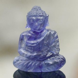 Sculpture Of The Buddha Natural Blue Sapphire Gemstone Carving 6.  75 Cts