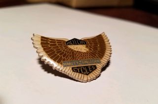 Vintage Harley Davidson Bald Eagle Wings Enamel Lapel Motorcycle Pin