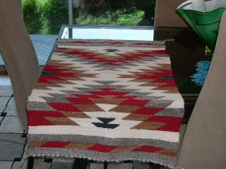 Navaho Hand Woven Wool Area Rug - Natural Dyes - 1960