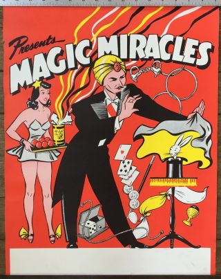 Magic Miracles Magician Poster,  1960 
