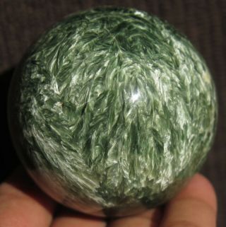 A,  Big 58mm 9.  4oz Natural Flash Green Seraphinite Crystal Sphere Ball