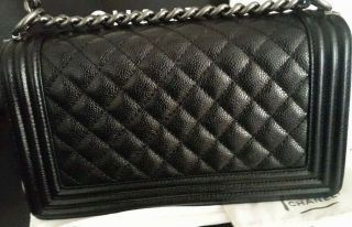 Authentic Chanel Black Caviar Classic Handbag Medium Bag 2