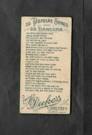 W.  DUKE 1889 (SONGS) TYPE CARD  DANCER - POPULAR SONGS 2