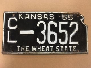 Kansas 1955 License Plate,  Cl - 3652