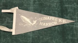 1960s Vintage Pennant Lake Sunapee Harbor Hampshire Fishing Grey Made In Usa