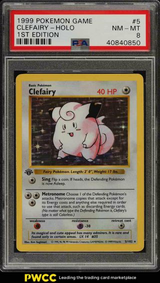 1999 Pokemon Game 1st Edition Holo Clefairy 5 Psa 8 Nm - Mt (pwcc)