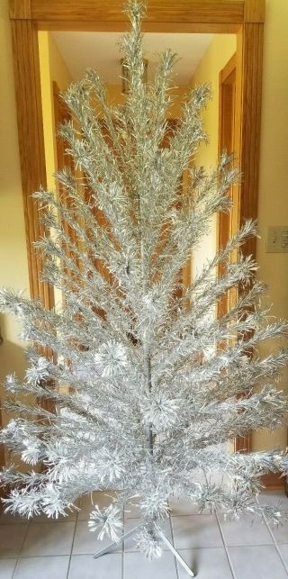 Vintage Aluminum Stainless Christmas Tree 6 Ft,  117 Branches