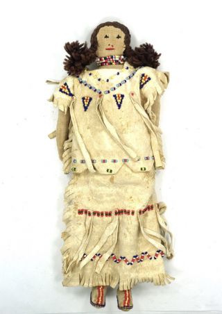 Plains Indian Leather Beaded Doll