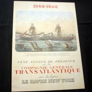 Cgt French Line Ss “france” 100 Year Menu 1864 - 1964