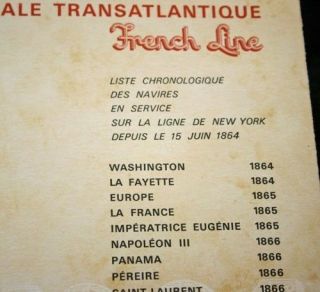 CGT FRENCH LINE SS “FRANCE” 100 Year Menu 1864 - 1964 5