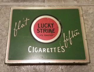 2 Vintage Lucky Strike Cigarettes Flat Fifties Tins 2