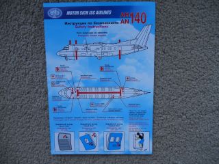 Motor Sich Jsc Airlines Antonov An 140 Airline Safety Card