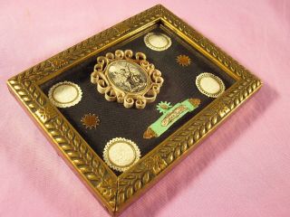ORNATE MINIATURE FRENCH FRAME WITH A RELIC OF ST.  JOHN THE BAPTIST. 3