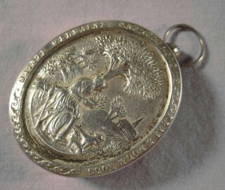ANTIQUE FRENCH SILVER THECA CASE WITH A RELIC OF ST.  GERMAINE. 5