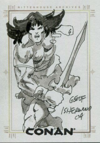 Conan Art Of The Hyborian Age Sketch Card By Geof Isherwood