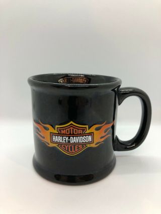 Harley Davidson Motorcycle Coffee Cup Mug 3d Raised Emblem Flames As - Is