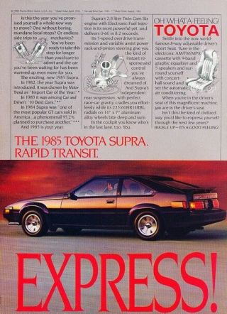 1985 Toyota Supra - Rapid Transit - Advertisement Print Art Car Ad K04