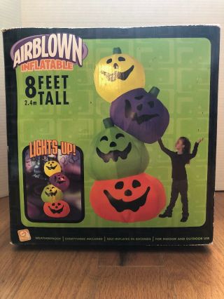 Gemmy Airblown Inflatable 8 Ft Multicolored Pumpkins - Halloween Decor