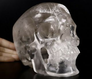 Lifesized 7.  0 " Smoky Quartz Rock Crystal Carved Crystal Skull,  Realistic