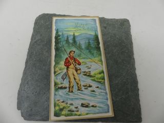 Vintage Greeting Card Sunshine Card Man Fly Fishing In Stream Be Well Soon