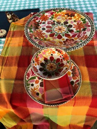 Melamine (melmac) Dinnerware Fiesta Design From Target And Tablecloth & Napkins