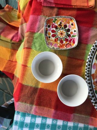 Melamine (melmac) dinnerware fiesta design from Target AND tablecloth & napkins 2