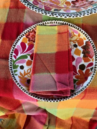 Melamine (melmac) dinnerware fiesta design from Target AND tablecloth & napkins 5