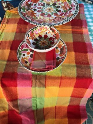 Melamine (melmac) dinnerware fiesta design from Target AND tablecloth & napkins 7