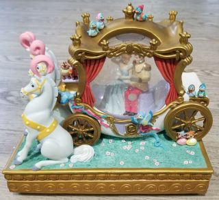 Disney Exclusive Cinderella Prince Snowglobe Wedding Carriage Musical Blower Box