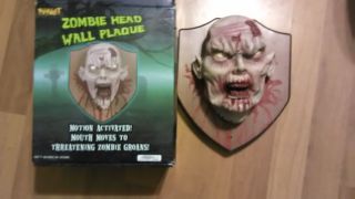 Lifesize Animated Zombie Head Wall Plaque Spirit Halloween Prop Decoration