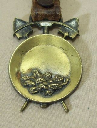Antique Gold Mining Equipment Advertising Watch Fob W/pan Nuggets Pick Shovels