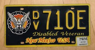 Mexico Disabled Veteran Military Vet Army License Plate " Dv 710 E " Nm