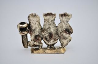 Vtg Missouri Souvenir Silver Pin Holder Figurine Monkey Hear Speak See No Evil