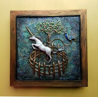 Belinda Baron The Unicorn An Hand Painted 3 - D Resin Painting