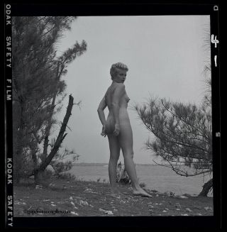 Bunny Yeager 1950s Camera Negative Photograph Carol Baker Nude At Beach Sultry 2