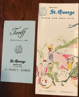 1949 St.  George Hotel Bermuda Advertising Brochure / Tariff & Reservation Card