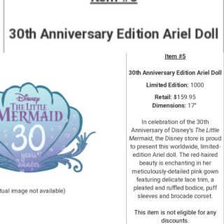 D23 Expo 2019 Disney 30th Anniversary Edition Ariel Doll 17 " Le1000 Pre