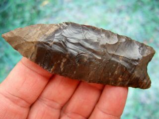 Fine 3 1/2 inch Mexico Banded Agate Plainview Point with Arrowheads 3